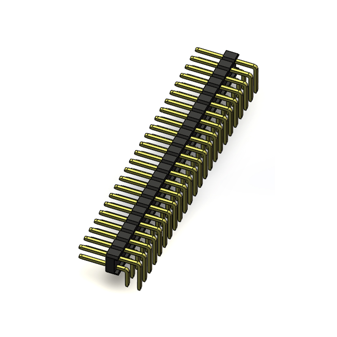 PH2541 排针连接器 Pitch 2.54mm 90° 双排 DIP 单塑排针 PA:4.0 PC:3.0 2X24Pin 黑色 PA6T，94V-0 镀全金G/F